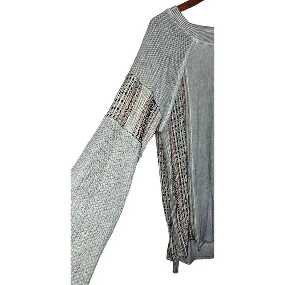 POL Oversized Patchwork Knit Tunic Top S Boho Festival - Picture 8 of 8